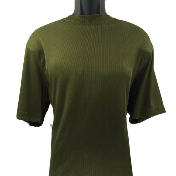 LOG-IN UOMO Dressy T-shirt Olive Green for Men Ribbed Pattern Sizes S - 4XL - Picture 1 of 5